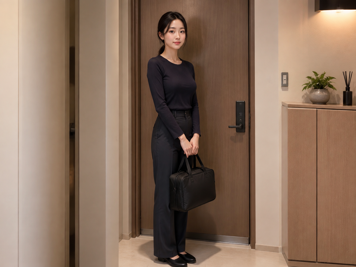 안양 평촌 방문 홈케어 일정을 준비하는 젊은 성인 한국 여성 관리사
